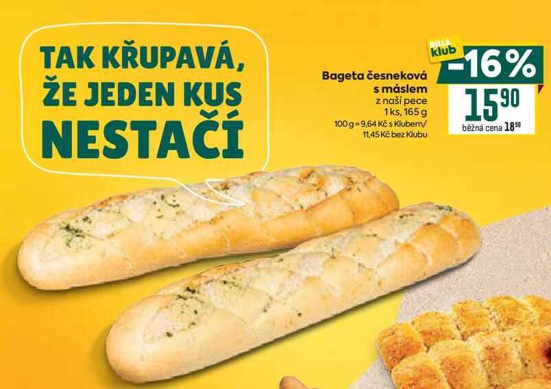 Bageta česneková s máslem z naši pece 1ks, 165 g