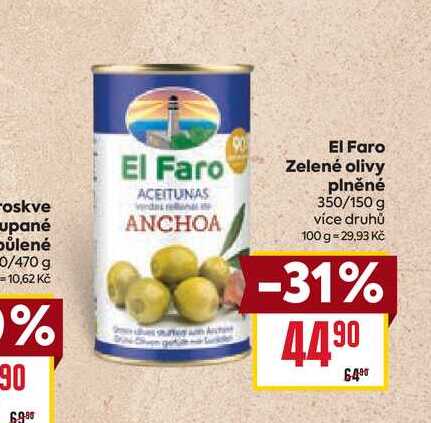 El Faro Zelené olivy plněné 350/150 g