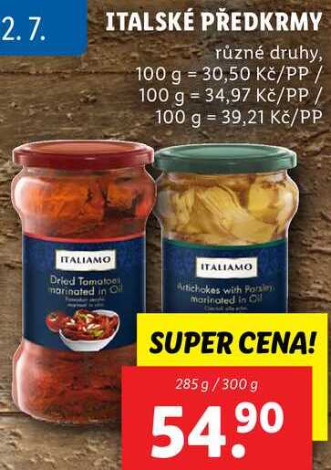 ITALSKÉ PŘEDKRMY, 285 g/300 g