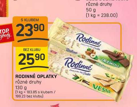 RODINNÉ OPLATKY různé druhy 130 g