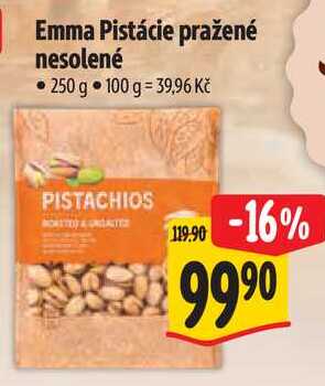 Emma Pistácie pražené nesolené, 250 g 