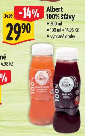 Albert 100% šťávy, 200 ml