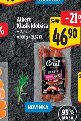 Albert Klasik klobása 220 g  