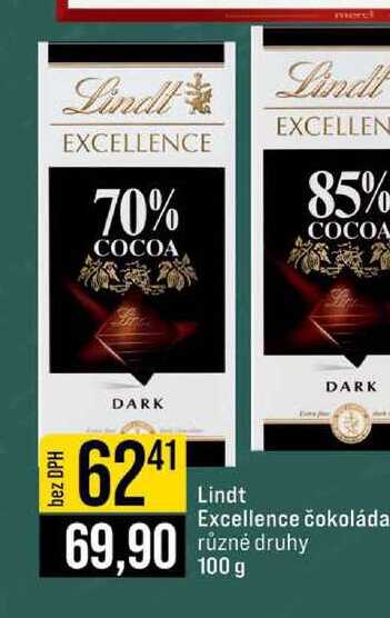 Lindt Excellence čokoláda. různé druhy 100 g 