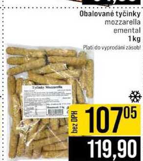 Obalované tyčinky mozzarella emental 1kg 