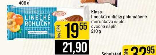 Klasa linecké rohlíčky polomáčené meruňková náplň ovocná náplň 210 g
