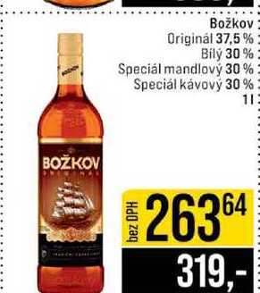 Božkov Originál 37,5% Bílý 30% Speciál mandlový 30% Speciál kávový 30% 1l