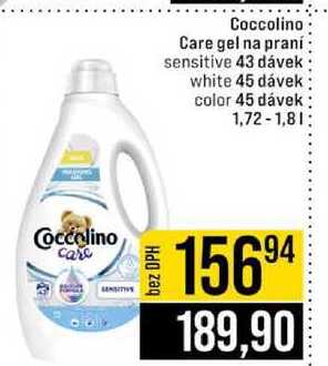 Coccolino Care gel na praní sensitive 43 dávek white 45 dávek color 45 dávek 1,72-1,8l