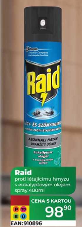Raid proti létajícímu hmyzu s eukalyptovým olejem spray 400ml  