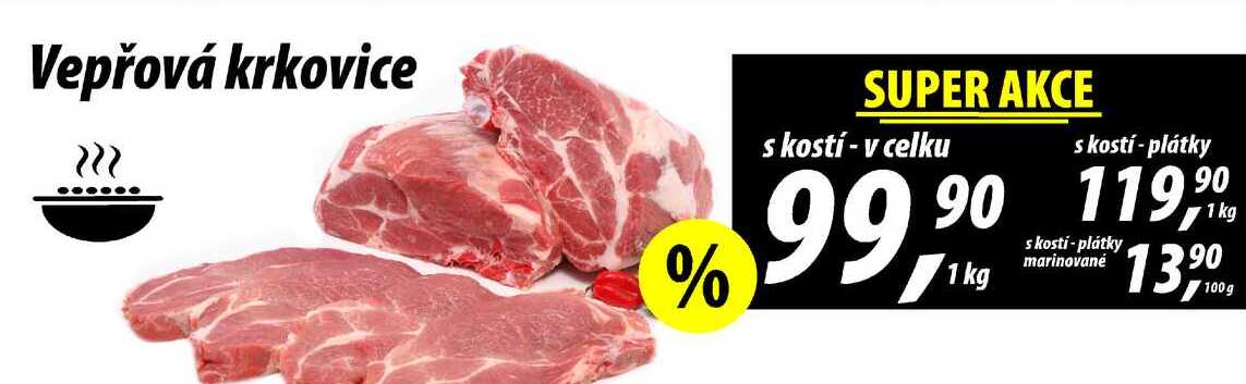 Vepřová krkovice s kostí chlazená, plátky marinované, 100g