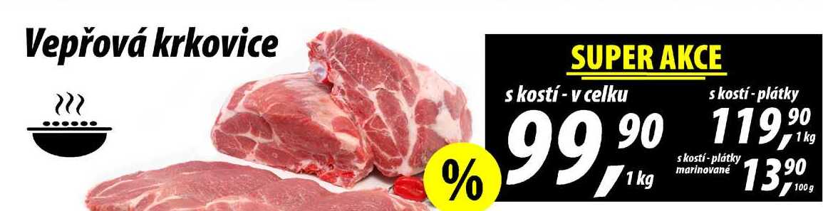 Vepřová krkovice s kostí - plátky marinované, 100 g
