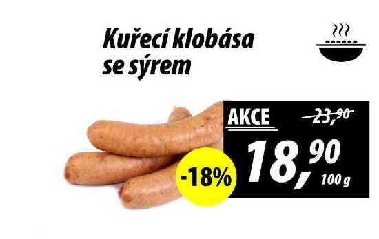 Kuřecí klobása se sýrem, 100 g