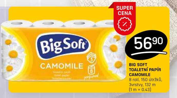 BIG SOFT TOALETNÍ PAPÍR CAMOMILE 8 rolí