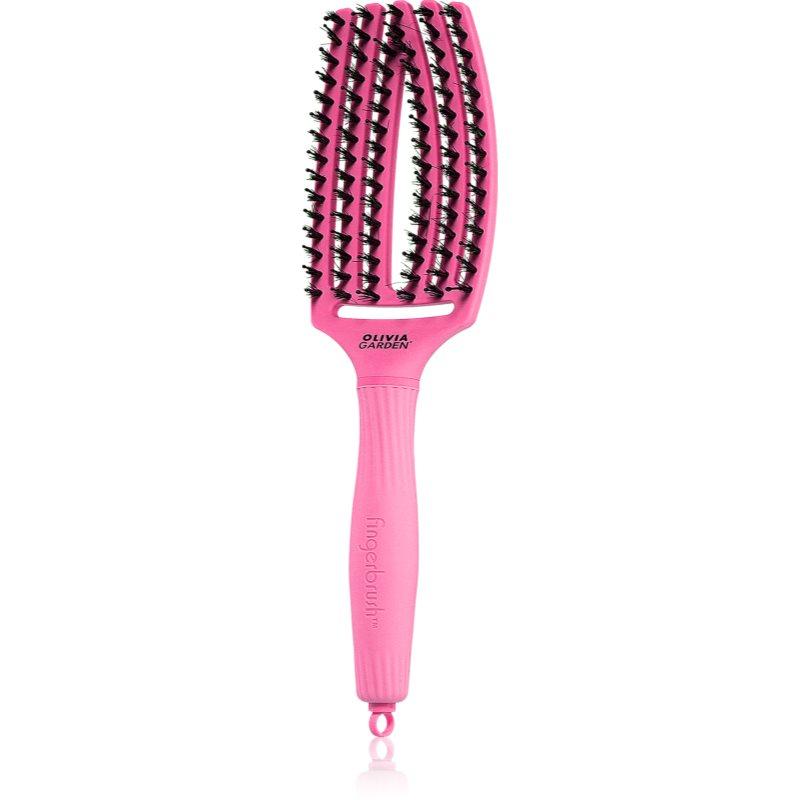 Olivia Garden Fingerbrush Boar & Nylon kartáč na vlasy s nylonovými a kančími štětinami Bubble Pink 1 ks