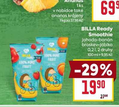 BILLA Ready Smoothie jahoda-banán broskev-jablko 0,2l