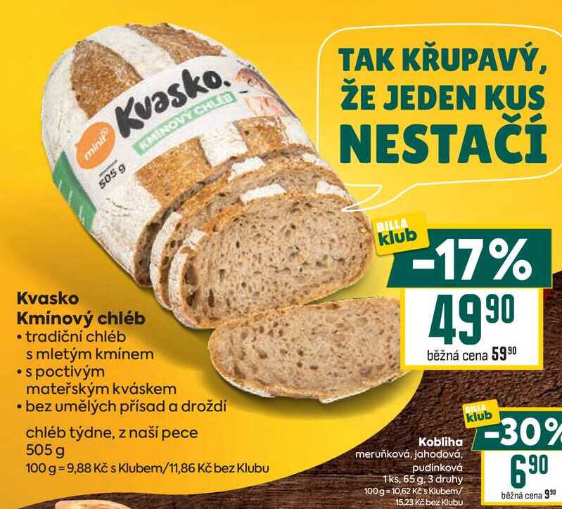 Kvasko Kmínový chléb  tradiční chléb s mletým kmínem s poctivým mateřským kváskem bez umělých přísad a droždí chléb týdne, z naší pece 505 g 