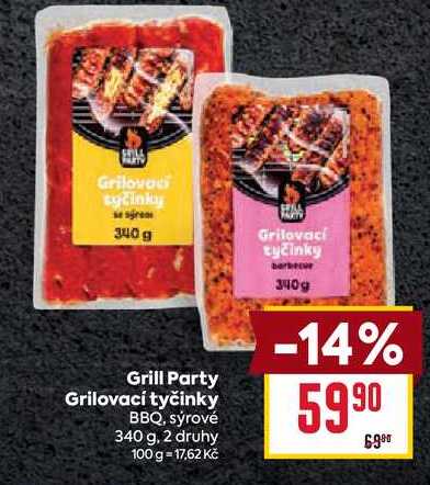 Grill Party Grilovací tyčinky BBQ, sýrové 340 g