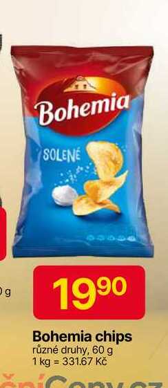 Bohemia chips různé druhy, 60 g 
