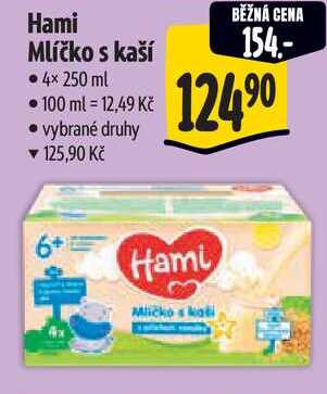 Hami Mlíčko s kaší, 4x 250 ml 