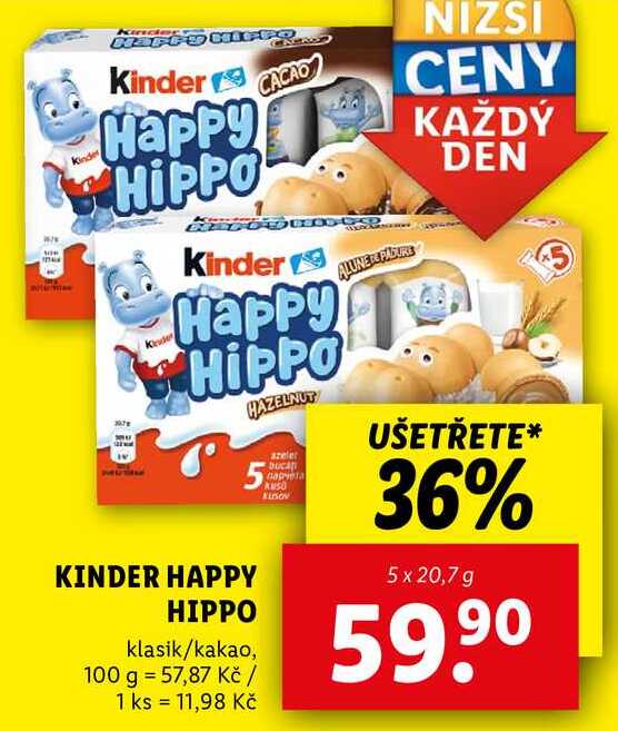 KINDER HAPPY HIPPO, 5x 20,7 g