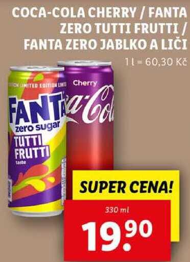 COCA-COLA CHERRY/FANTA ZERO TUTTI FRUTTI/FANTA ZERO JABLKO A LIČI, 330 ml