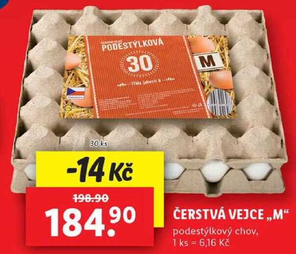 ČERSTVÁ VEJCE „M“ podestýlkový chov, 30 ks
