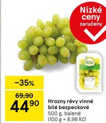 Hrozny révy vinné bílé bezpeckové, 500 g, balené  