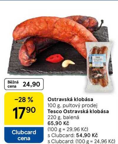 Ostravská klobása, 220 g, balená 