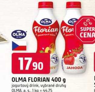 OLMA FLORIAN 400 g jogurtový drink, vybrané druhy
