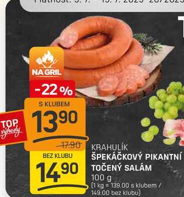ŠPEKÁČKOVÝ PIKANTNÍ TOČENÝ SALÁM 100g