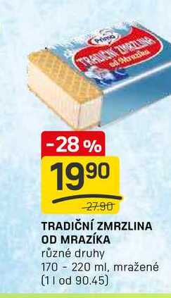 TRADIČNÍ ZMRZLINA OD MRAZÍKA různé druhy 170 -220 ml