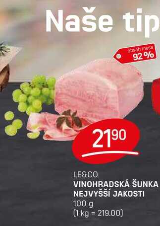 VINOHRADSKÁ ŠUNKA NEJVYŠŠÍ JAKOSTI 100g