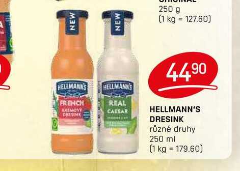 HELLMANN'S DRESINK různé druhy 250 ml 