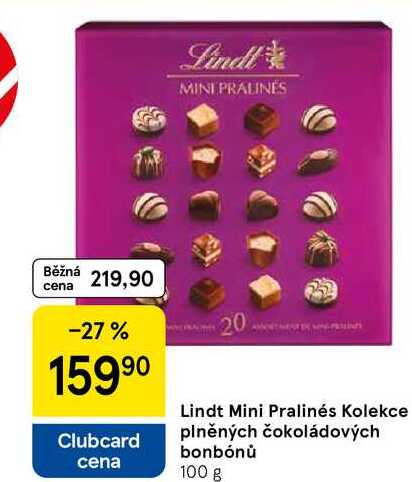 Lindt Mini Pralinés Kolekce plněných čokoládových bonbónů, 100 g 