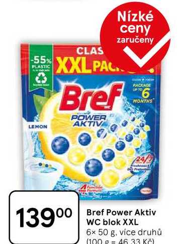Bref Power Aktiv WC blok XXL, 6x 50 g, více druhů 