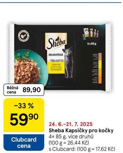 Sheba Kapsičky pro kočky, 4× 85 g, více druhů 