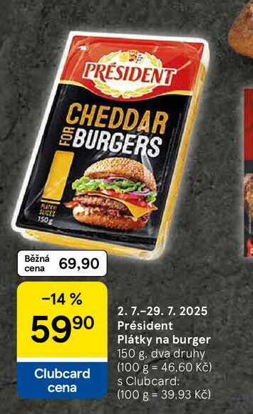 Président Plátky na burger, 150 g, dva druhy 