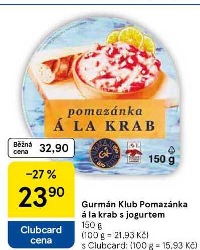 Gurmán Klub Pomazánka á la krab s jogurtem, 150 g  