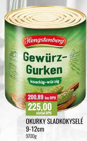 OKURKY SLADKOKYSELÉ 9-12cm 9700g 