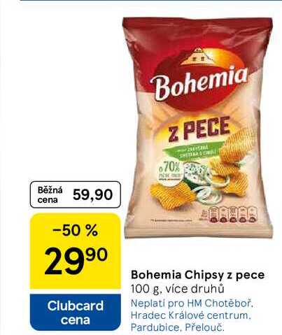 Bohemia Chipsy z pece, 100 g, více druhů  