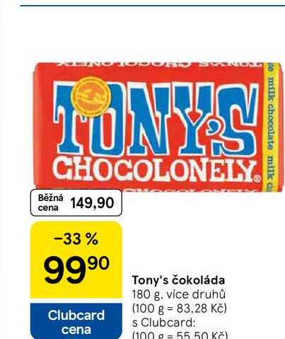Tony's čokoláda, 180 g, více druhů 