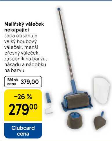 Malířský váleček nekapající, sada obsahuje velký houbový váleček, menší přesný váleček. zásobník na barvu. násadu a nádobku na barvu  