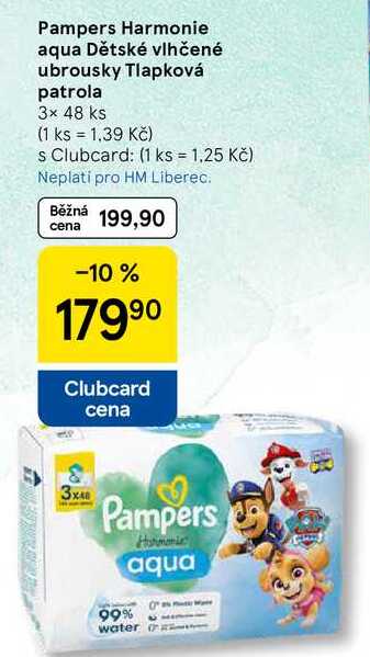Pampers Harmonie aqua Dětské vlhčené ubrousky Tlapková patrola, 3x 48 ks 