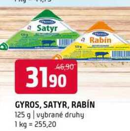 Gyros satyr rabín 125 g vybrané druhy 