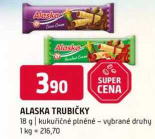Alaska trubičky 18 g kukuřičné plněné vybrané druhy