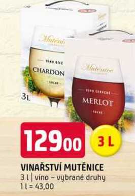 Vinařství mutěnice 3l vino vybrané druhy