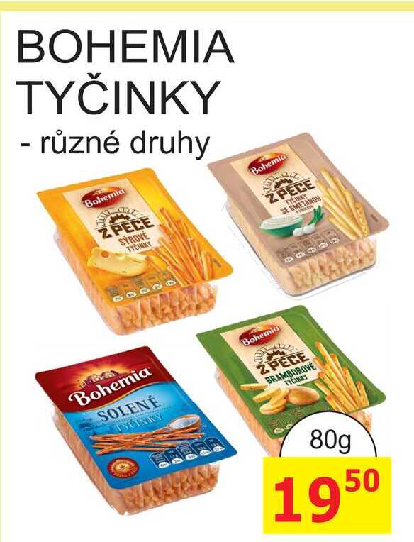 BOHEMIA TYČINKY - různé druhy 80g 