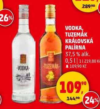 VODKA, TUZEMÁK KRÁLOVSKÁ PALÍRNA 37,5% alk., 0,5 l