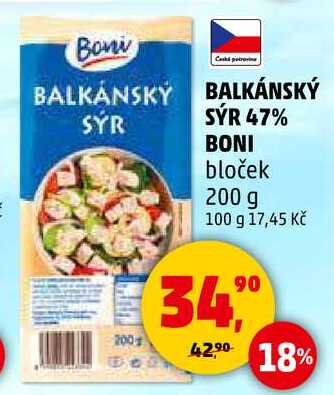 BALKÁNSKÝ SÝR 47% BONI bloček, 200 g