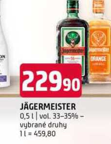 Jagermeister 0,5l vol. 33-35% vybrané druhy 
